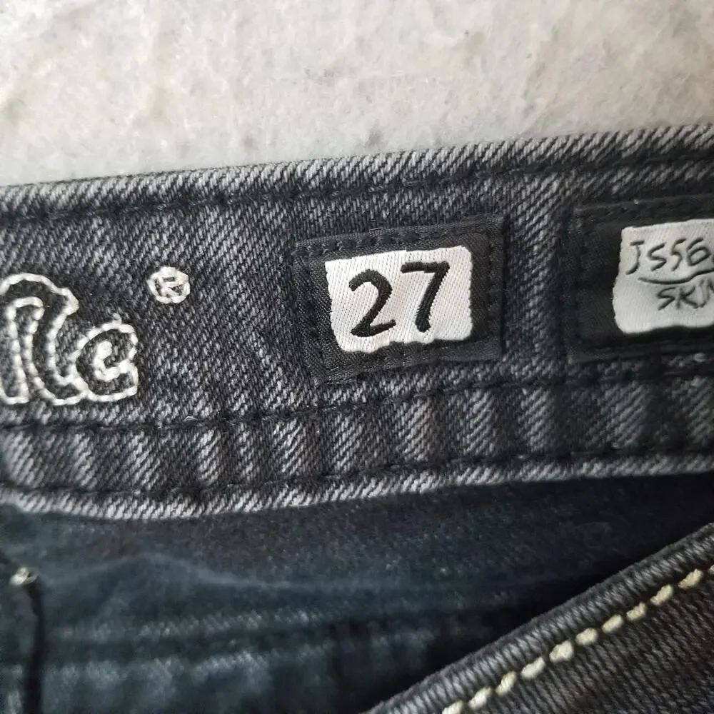 Miss‎ Me Jeans Womens 27 Skinny Black Embellished Pockets Stretch JS566052